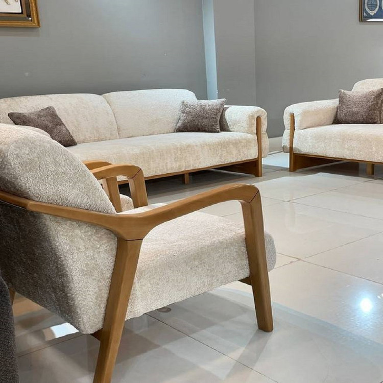 مبل راحتی هشت نفره صنایع چوبی بامبو مدل مینیمال هلندی با ۷ عدد کوسن